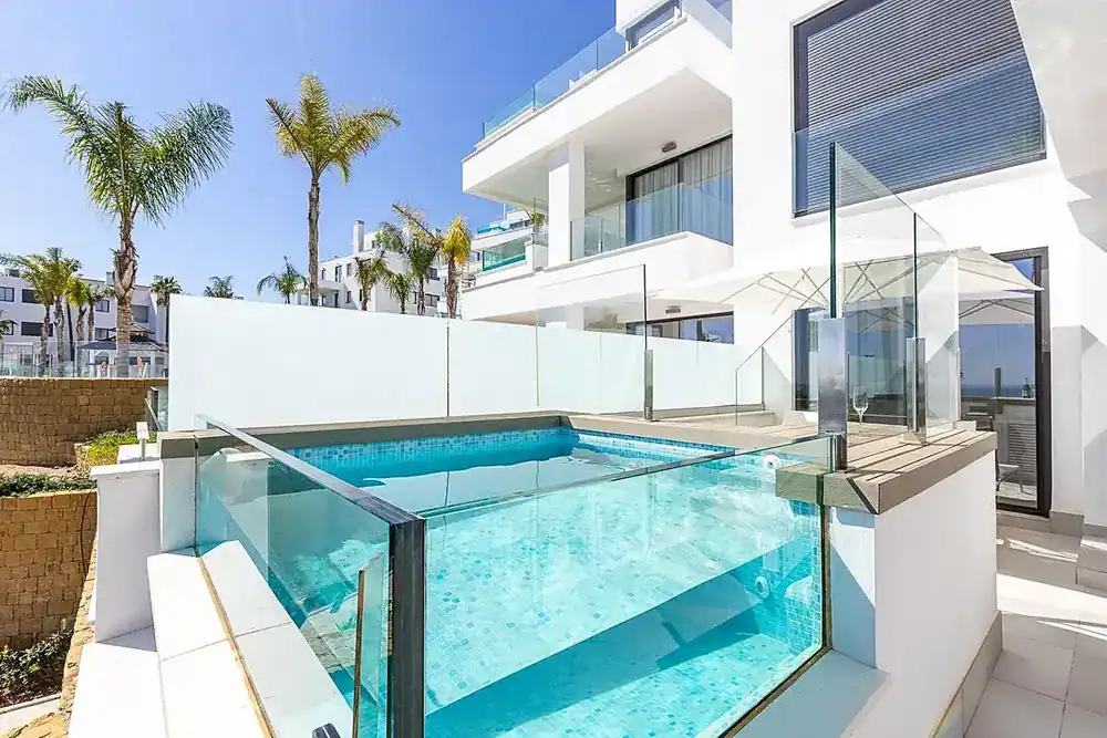 Private glass plunge pool on the terrace