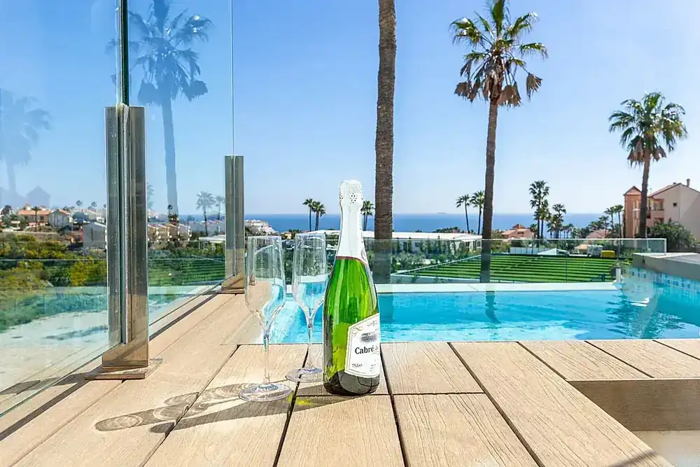 Pool with the Mediterranean behind