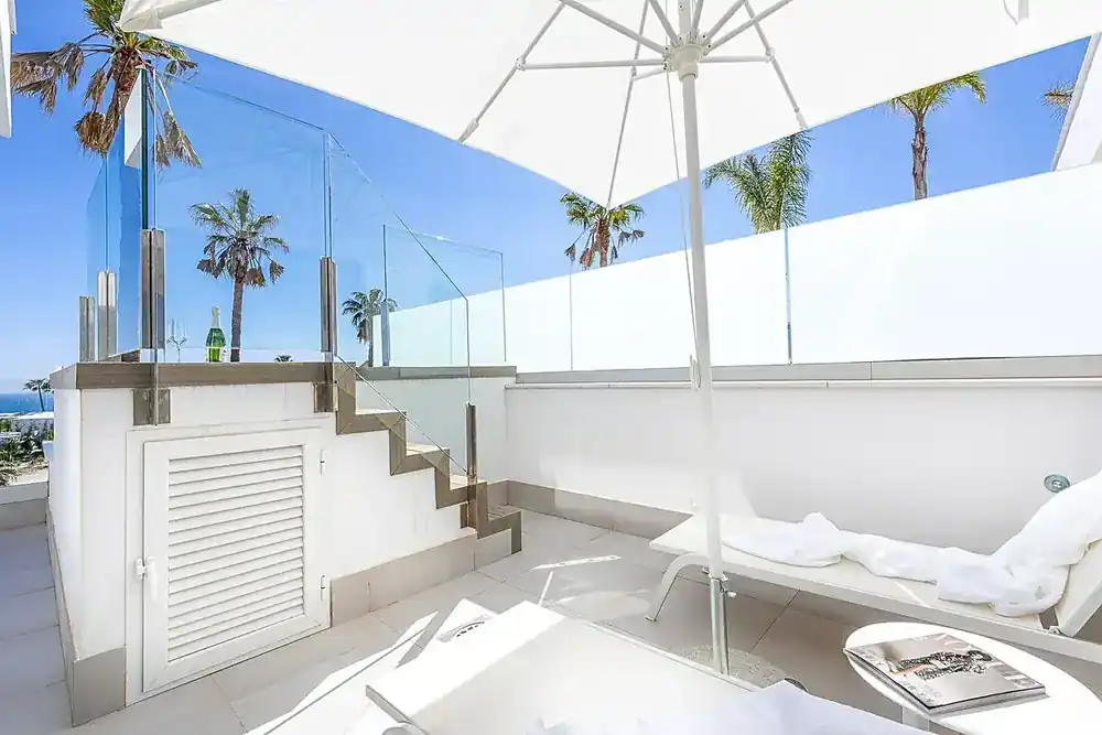 Upper terrace with panoramic sea views