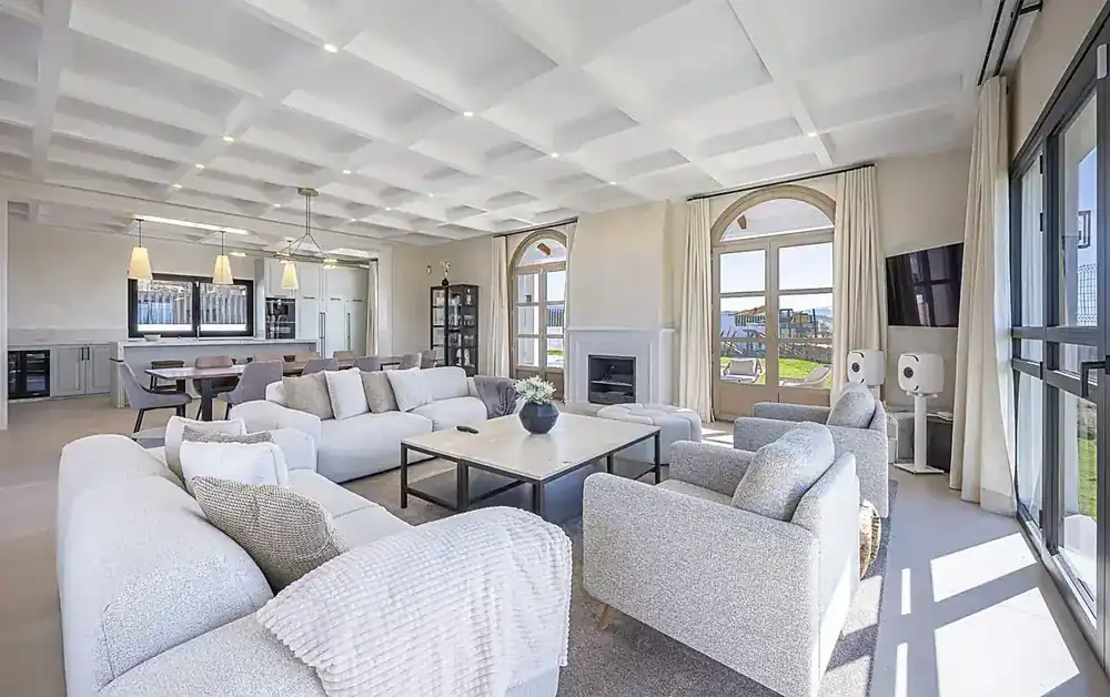 Living room with sea views